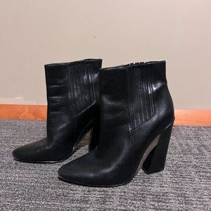 sexy leather BCBGMAXAZRIA slim heeled ankle boot